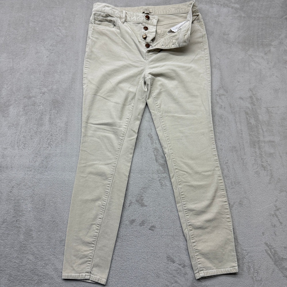 Loft Pants Women's 8 Tan Beige Corduroy High Rise Skinny Button Fly Fall Trouser